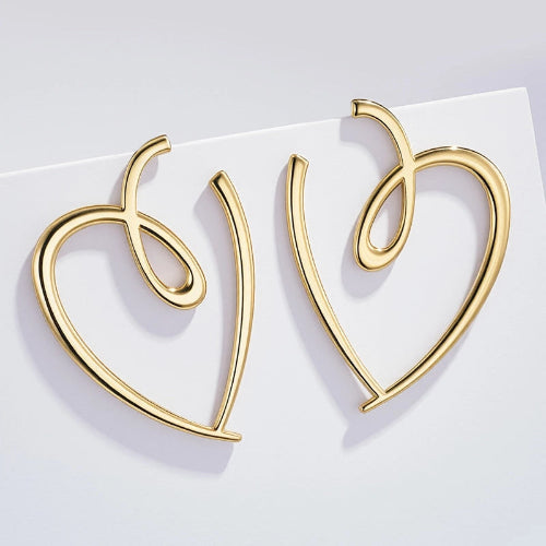 Örhängen Stort Hjärta, guldfärg