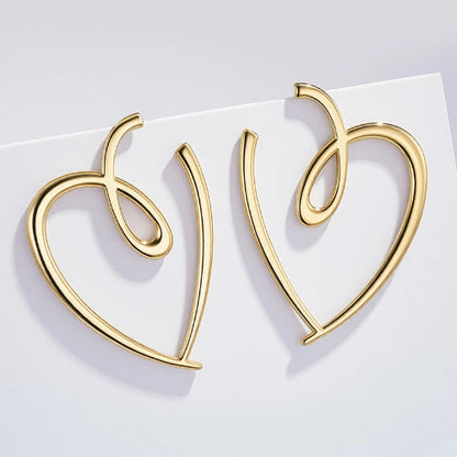 Örhängen Stort Hjärta, guldfärg