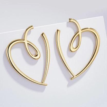 Örhängen Stort Hjärta, guldfärg